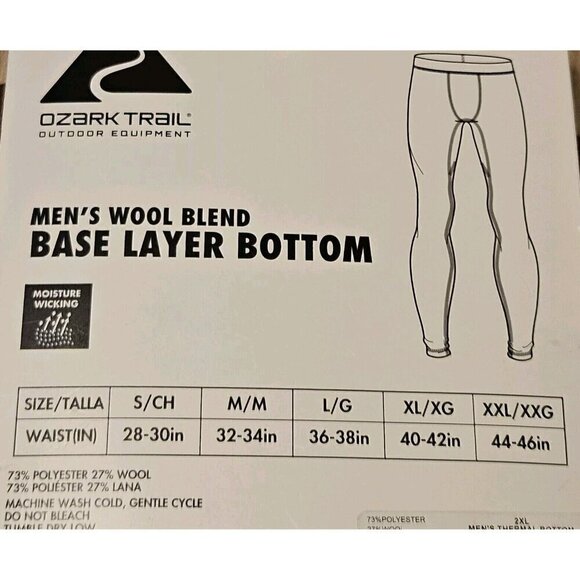Ozark Trail Men’s Wool Blend Base Layer Bottom Xxl (44-46) Cognac Brown - Picture 3 of 3